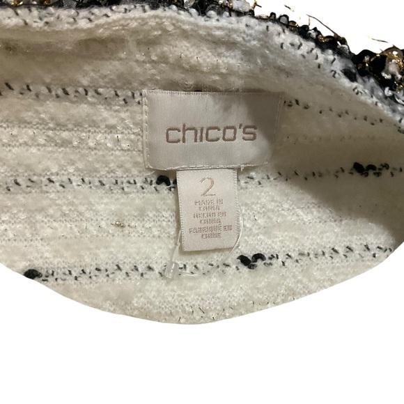 Chico’s Mixed Media Metallic Trim Jacket Size 2 (M/L) - Picture 7 of 11